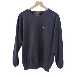 Polo Country Ralph Lauren Sweatshirt L Navy Vintage Distressed Pocket Raglan
